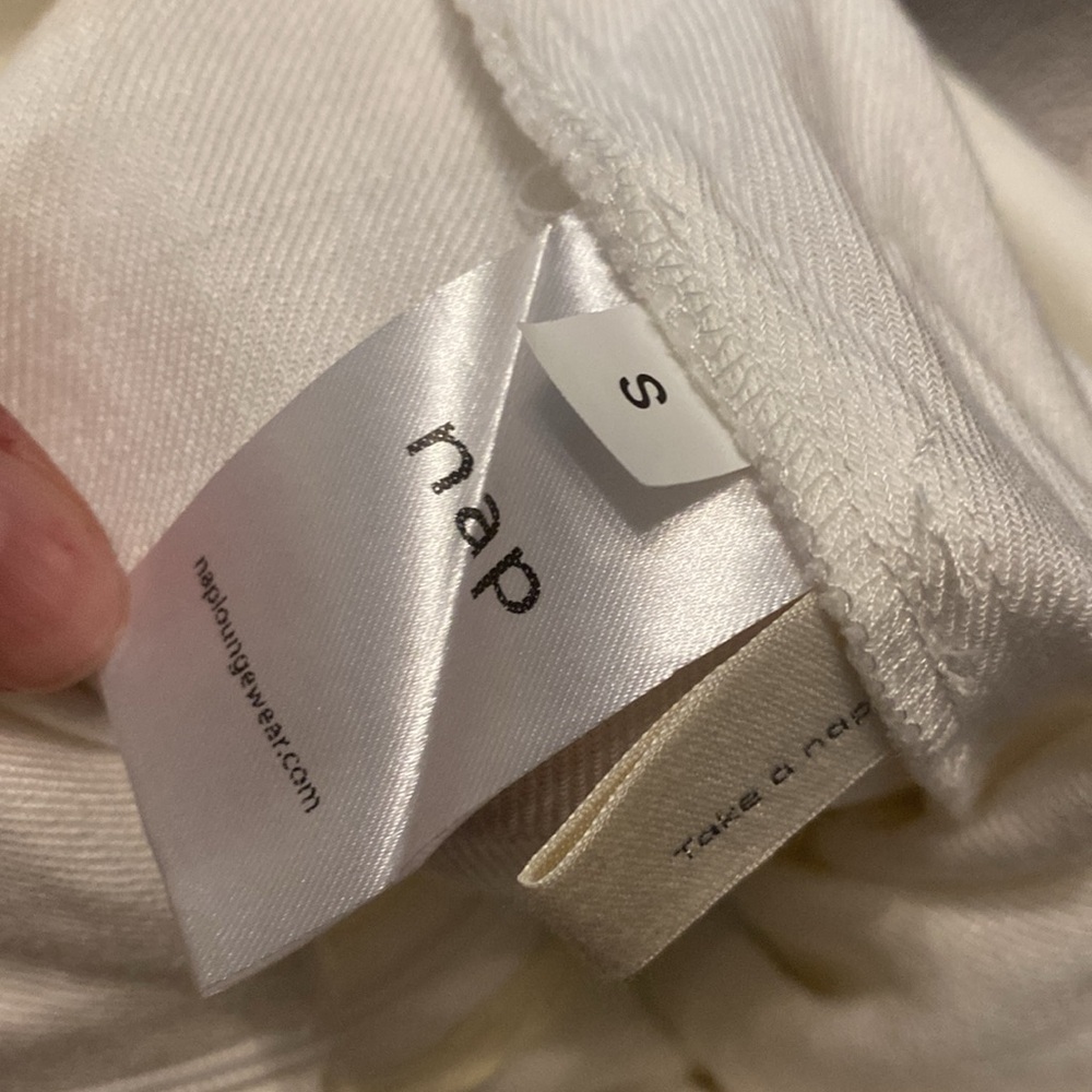 NAP Loungewear Off-Centre Straight Leg Pants white size small linen wide - Picture 7 of 11